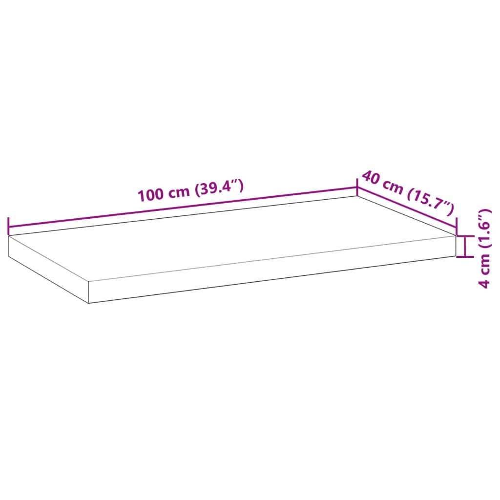 Tafelblad rechthoekig 100x40x4 cm massief acaciahout