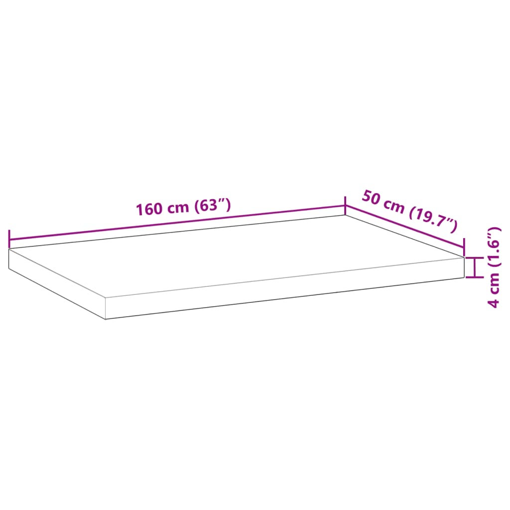 Tafelblad rechthoekig 160x50x4 cm massief acaciahout