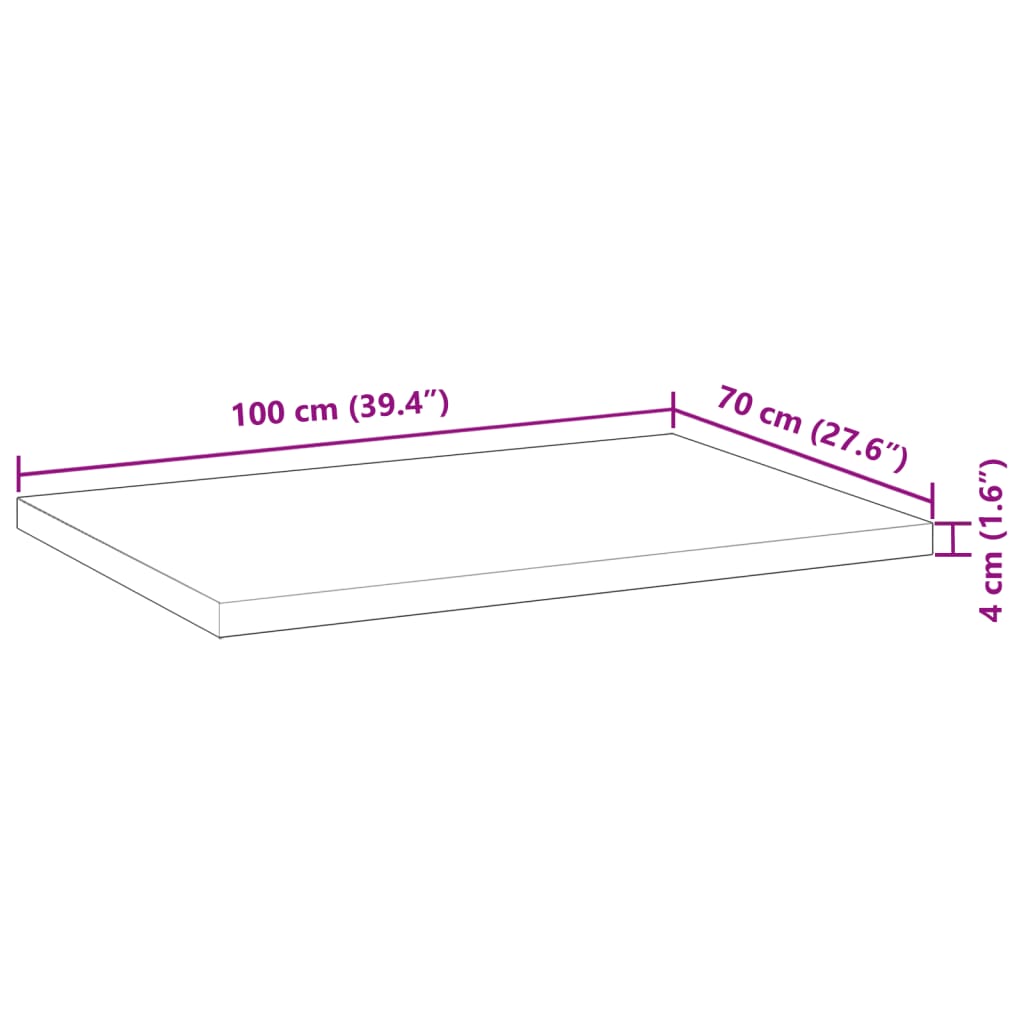 Tafelblad rechthoekig 100x70x4 cm massief acaciahout