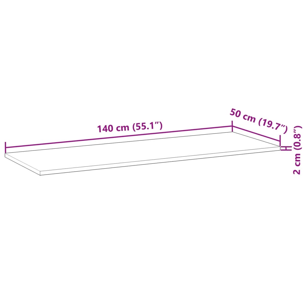 Tafelblad rechthoekig 140x50x2 cm massief acaciahout