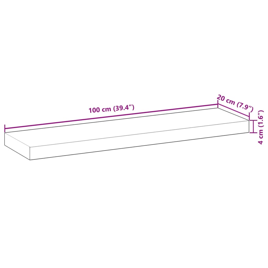 Tafelblad rechthoekig 100x20x4 cm massief acaciahout