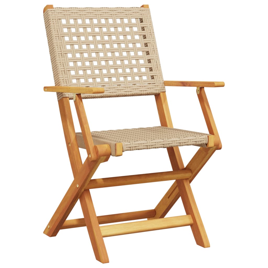 3-delige Bistroset poly rattan en massief hout beige Tuinsets | Creëer jouw Trendy Thuis | Gratis bezorgd & Retour | Trendy.nl