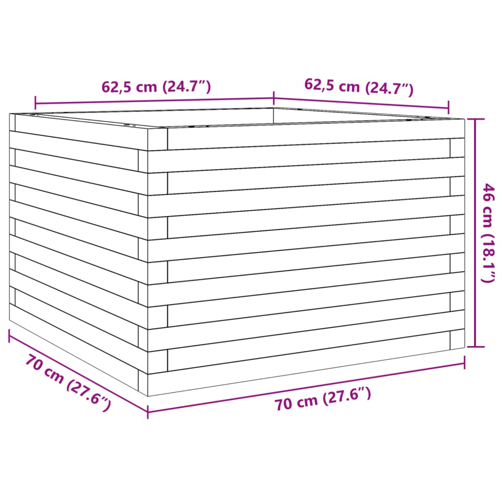 Plantenbak 70x70x46 cm geïmpregneerd grenenhout Bloempotten & plantenbakken | Creëer jouw Trendy Thuis | Gratis bezorgd & Retour | Trendy.nl