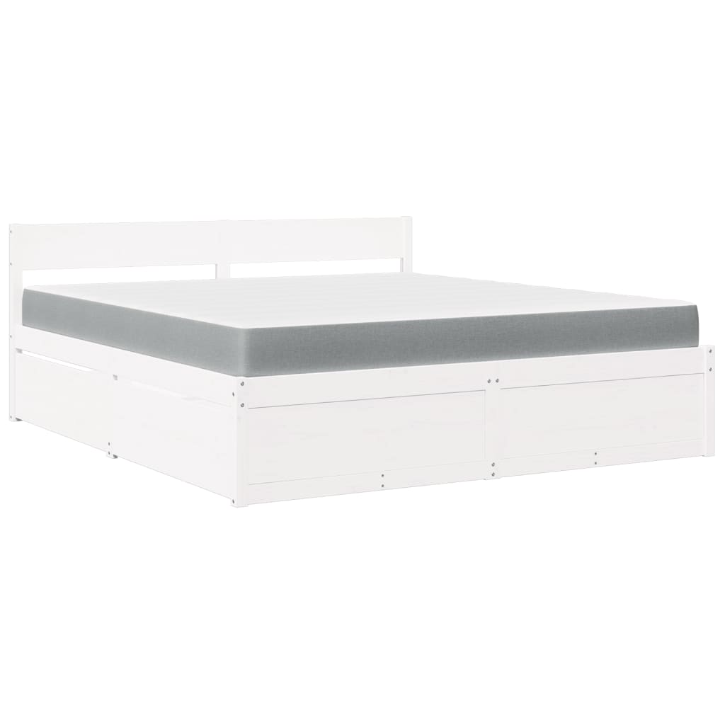 Bed met lades en matras massief grenenhout wit 180x200 cm Bedden & bedframes | Creëer jouw Trendy Thuis | Gratis bezorgd & Retour | Trendy.nl