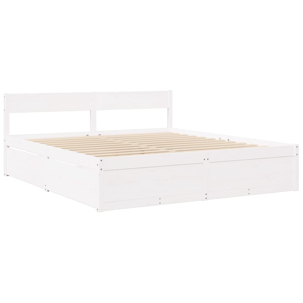 Bed met lades en matras massief grenenhout wit 180x200 cm Bedden & bedframes | Creëer jouw Trendy Thuis | Gratis bezorgd & Retour | Trendy.nl