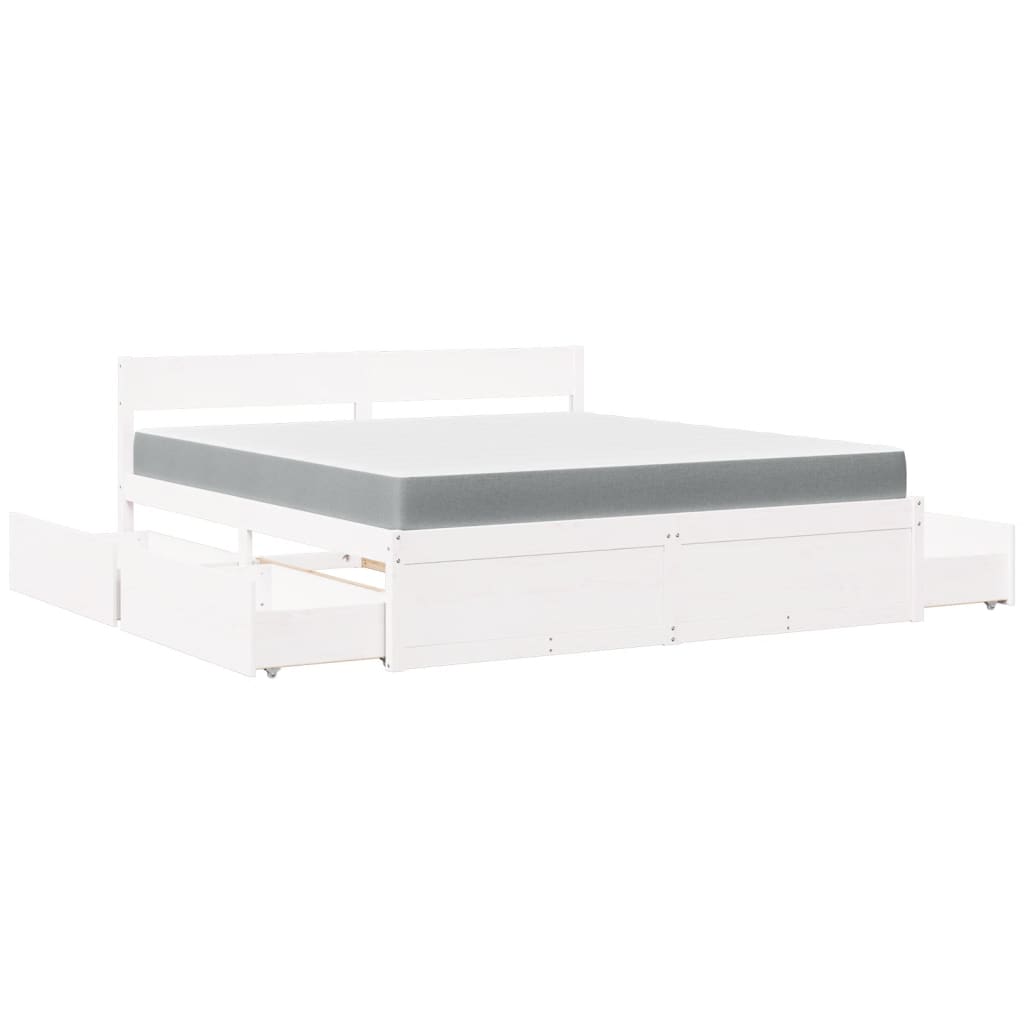 Bed met lades en matras massief grenenhout wit 180x200 cm Bedden & bedframes | Creëer jouw Trendy Thuis | Gratis bezorgd & Retour | Trendy.nl