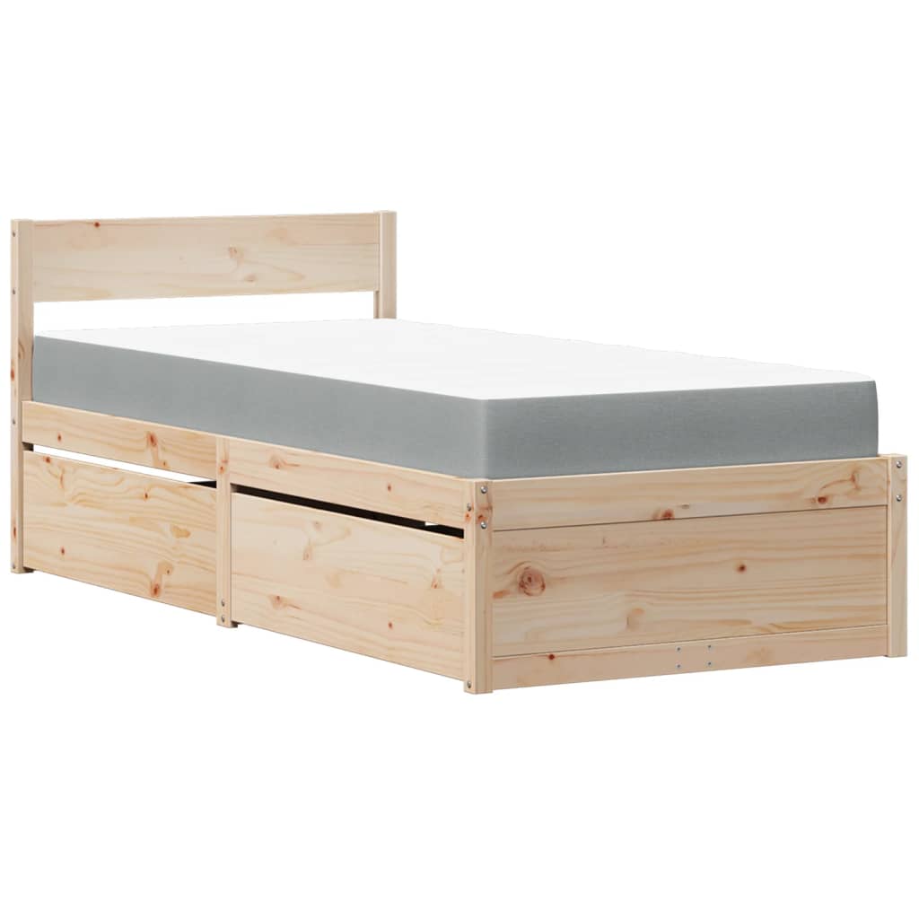 Bed met lades en matras massief grenenhout 90x200 cm