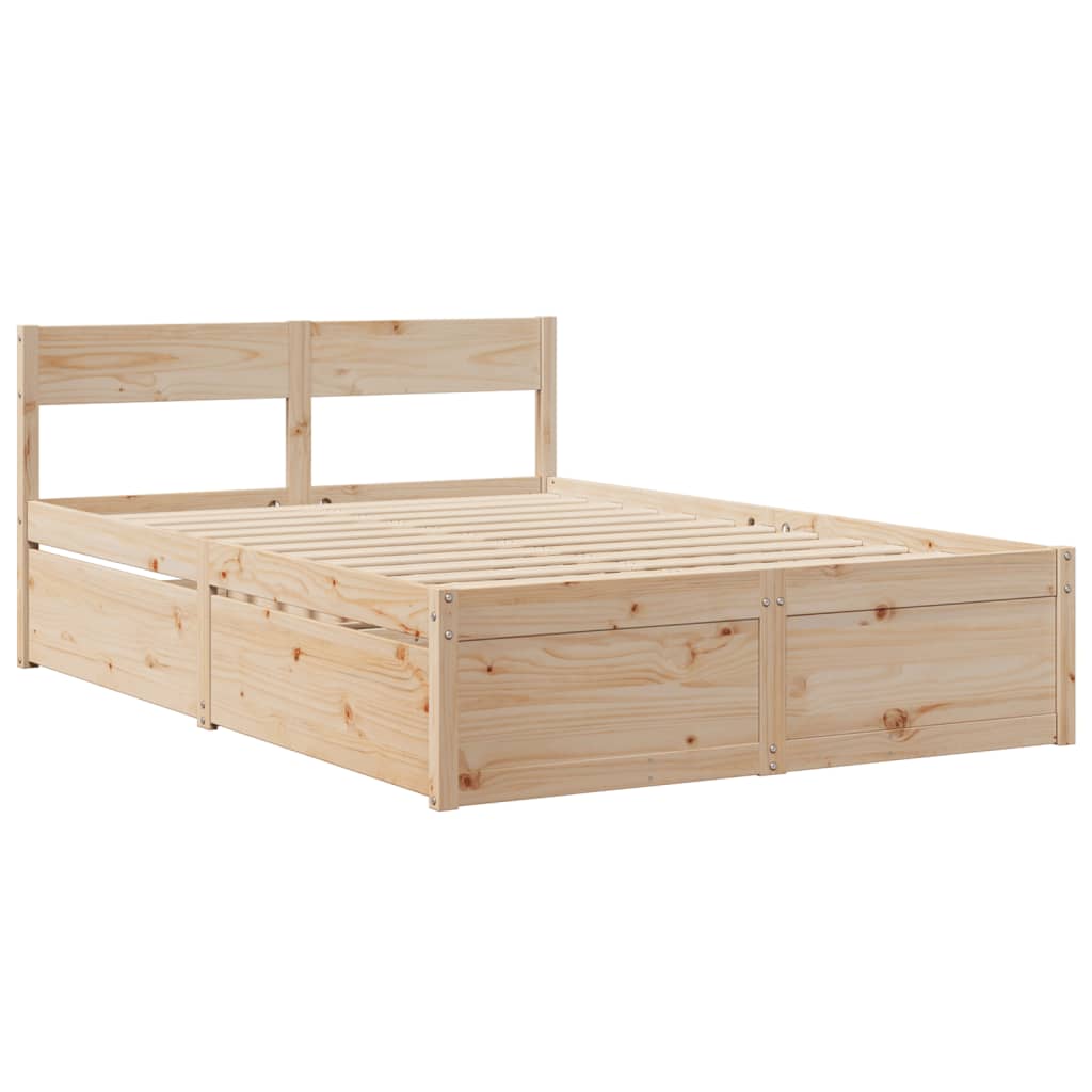 Bed met lades en matras massief grenenhout 120x190 cm