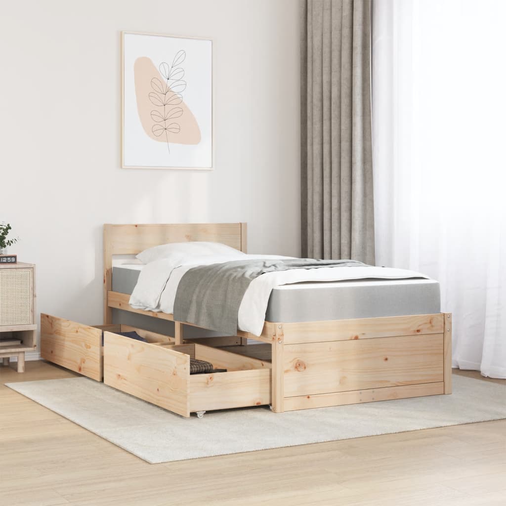 Bed met lades en matras massief grenenhout 90x190 cm Bedden & bedframes | Creëer jouw Trendy Thuis | Gratis bezorgd & Retour | Trendy.nl