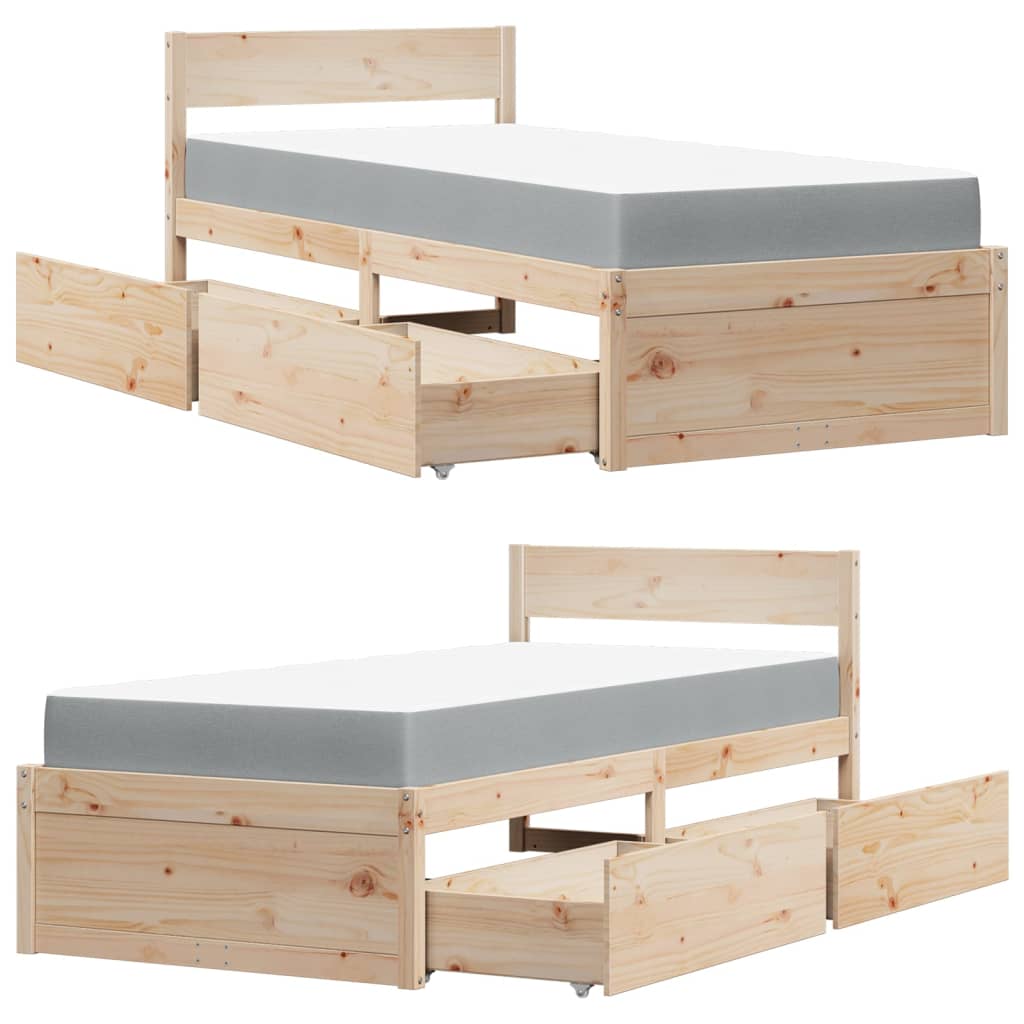 Bed met lades en matras massief grenenhout 90x190 cm Bedden & bedframes | Creëer jouw Trendy Thuis | Gratis bezorgd & Retour | Trendy.nl