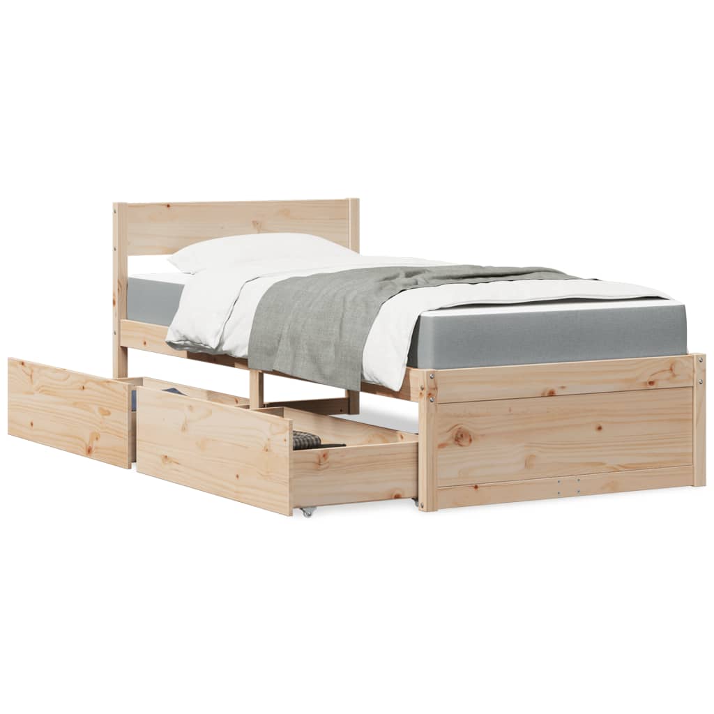 Bed met lades en matras massief grenenhout 90x190 cm Bedden & bedframes | Creëer jouw Trendy Thuis | Gratis bezorgd & Retour | Trendy.nl