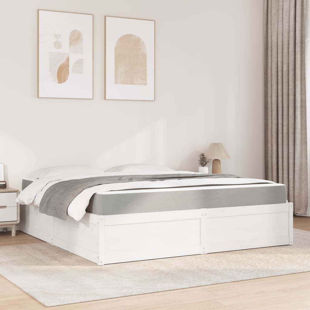 Bed met matras massief grenenhout wit 180x200 cm