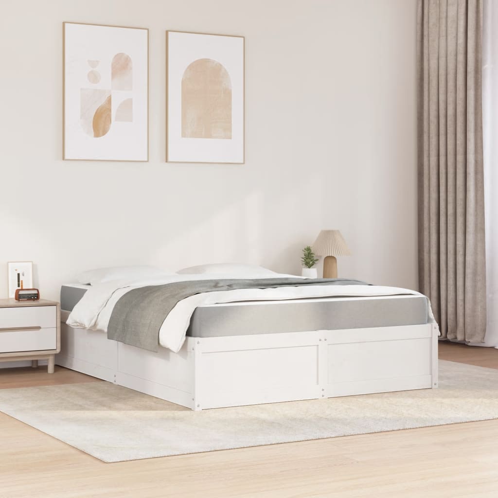 Bed met matras massief grenenhout wit 140x200 cm Bedden & bedframes | Creëer jouw Trendy Thuis | Gratis bezorgd & Retour | Trendy.nl