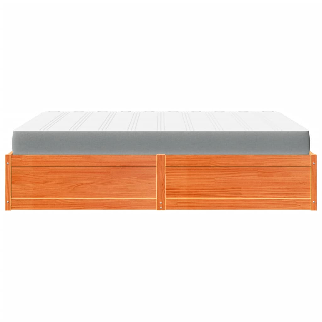 Bed met matras massief grenenhout wasbruin 140x200 cm Bedden & bedframes | Creëer jouw Trendy Thuis | Gratis bezorgd & Retour | Trendy.nl