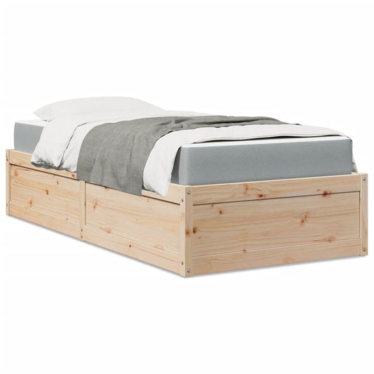 Bed met matras massief grenenhout 90x200 cm