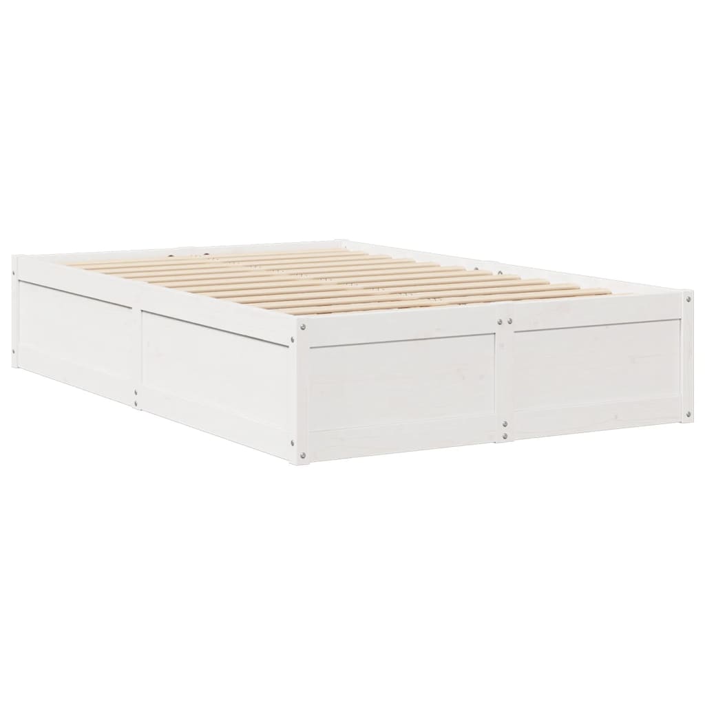 Bed met matras massief grenenhout wit 120x190 cm