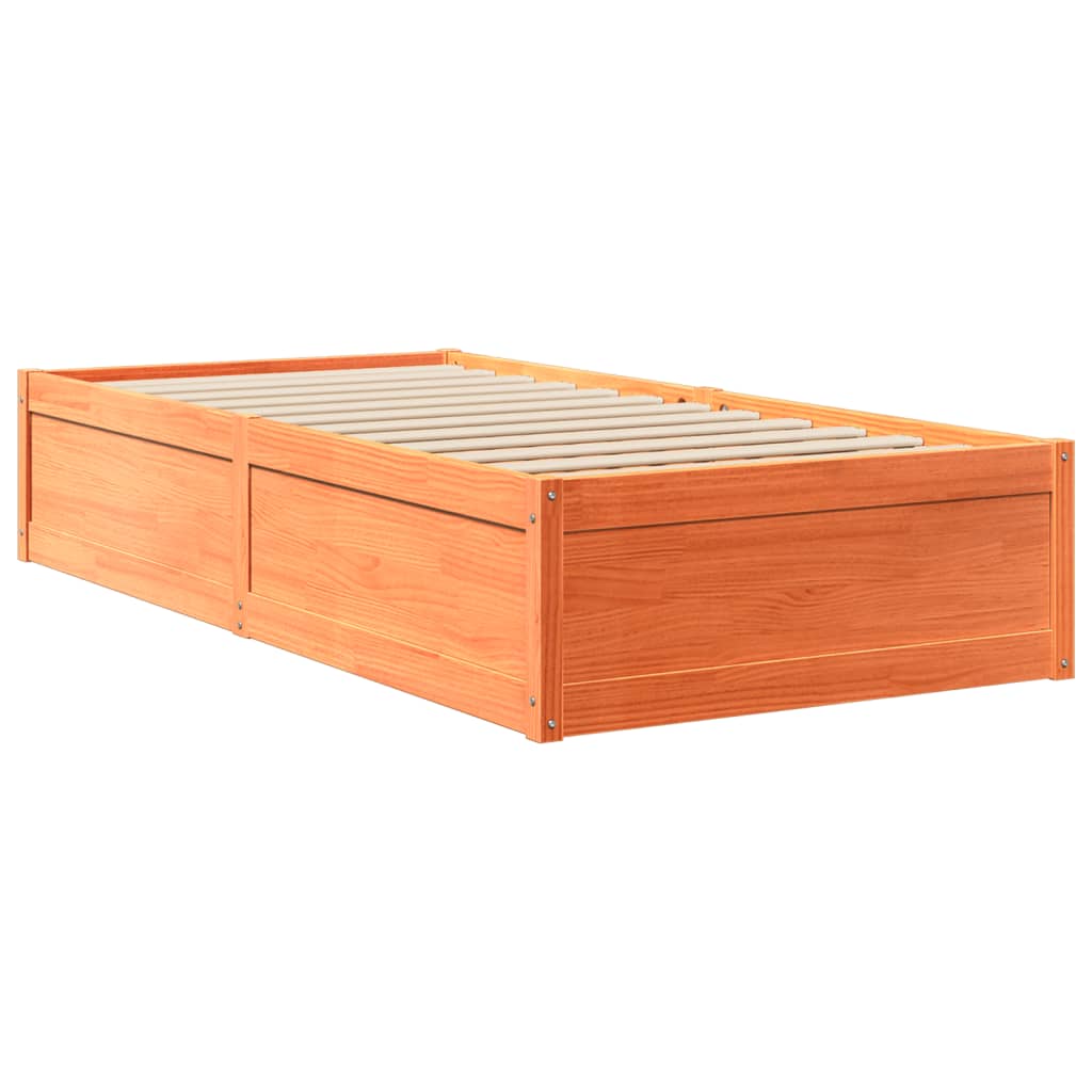 Bed met matras massief grenenhout wasbruin 90x190 cm Bedden & bedframes | Creëer jouw Trendy Thuis | Gratis bezorgd & Retour | Trendy.nl