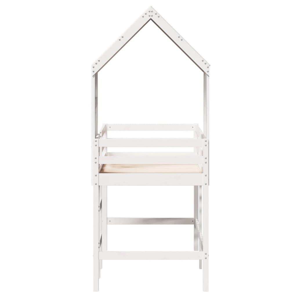 Halfhoogslaper met ladder en bedhuis grenenhout wit 80x200 cm Bedden & bedframes | Creëer jouw Trendy Thuis | Gratis bezorgd & Retour | Trendy.nl