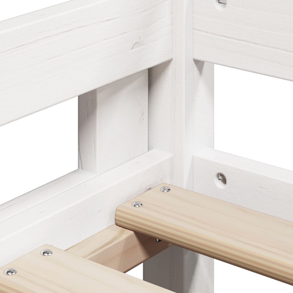 Halfhoogslaper met ladder en bedhuis grenenhout wit 80x200 cm Bedden & bedframes | Creëer jouw Trendy Thuis | Gratis bezorgd & Retour | Trendy.nl