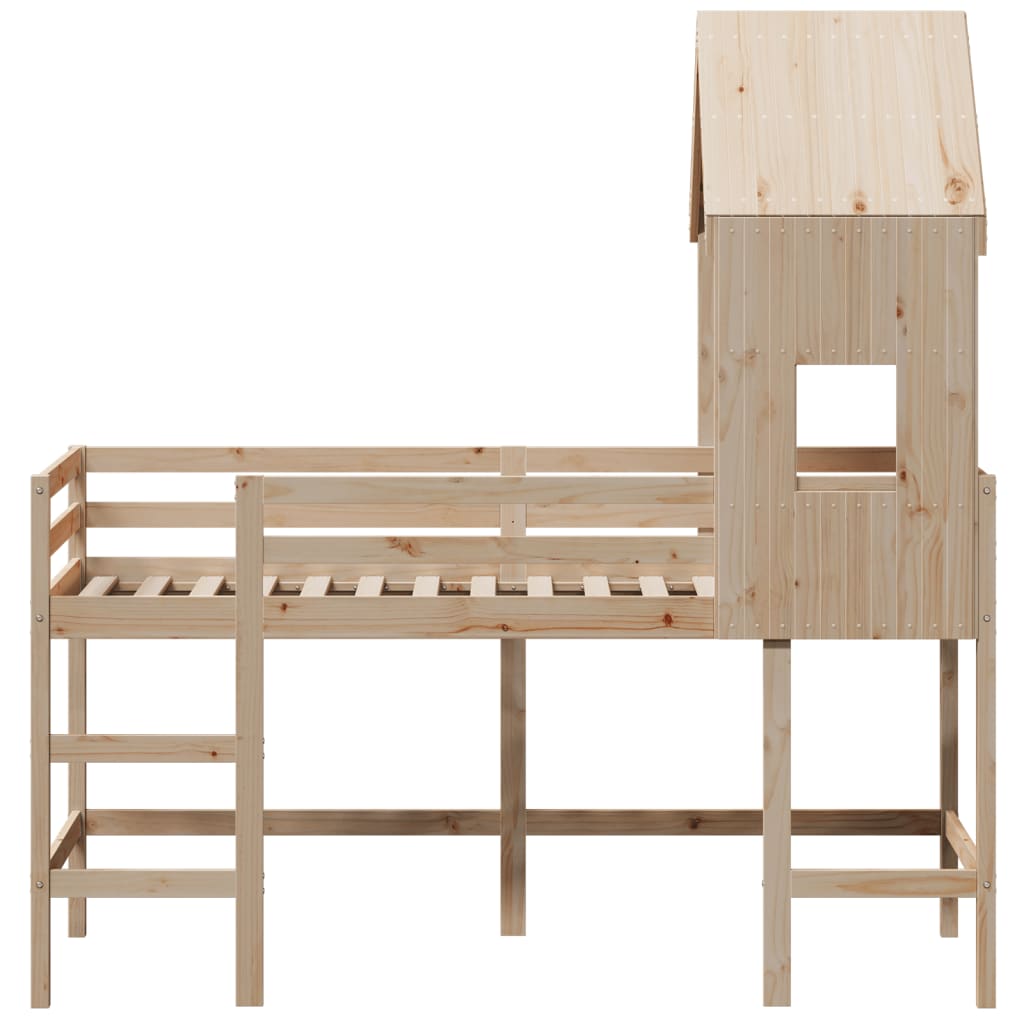 Halfhoogslaper met ladder en bedhuis grenenhout 90x200 cm Bedden & bedframes | Creëer jouw Trendy Thuis | Gratis bezorgd & Retour | Trendy.nl