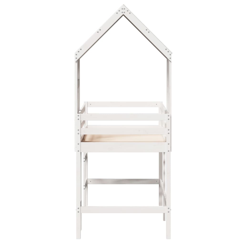 Halfhoogslaper met ladder en bedhuis grenenhout wit 90x200 cm Bedden & bedframes | Creëer jouw Trendy Thuis | Gratis bezorgd & Retour | Trendy.nl