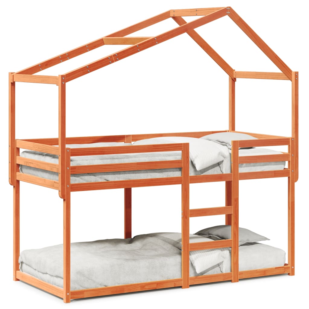 Stapelbed met bedhuis massief grenenhout wasbruin 90x200 cm Bedden & bedframes | Creëer jouw Trendy Thuis | Gratis bezorgd & Retour | Trendy.nl