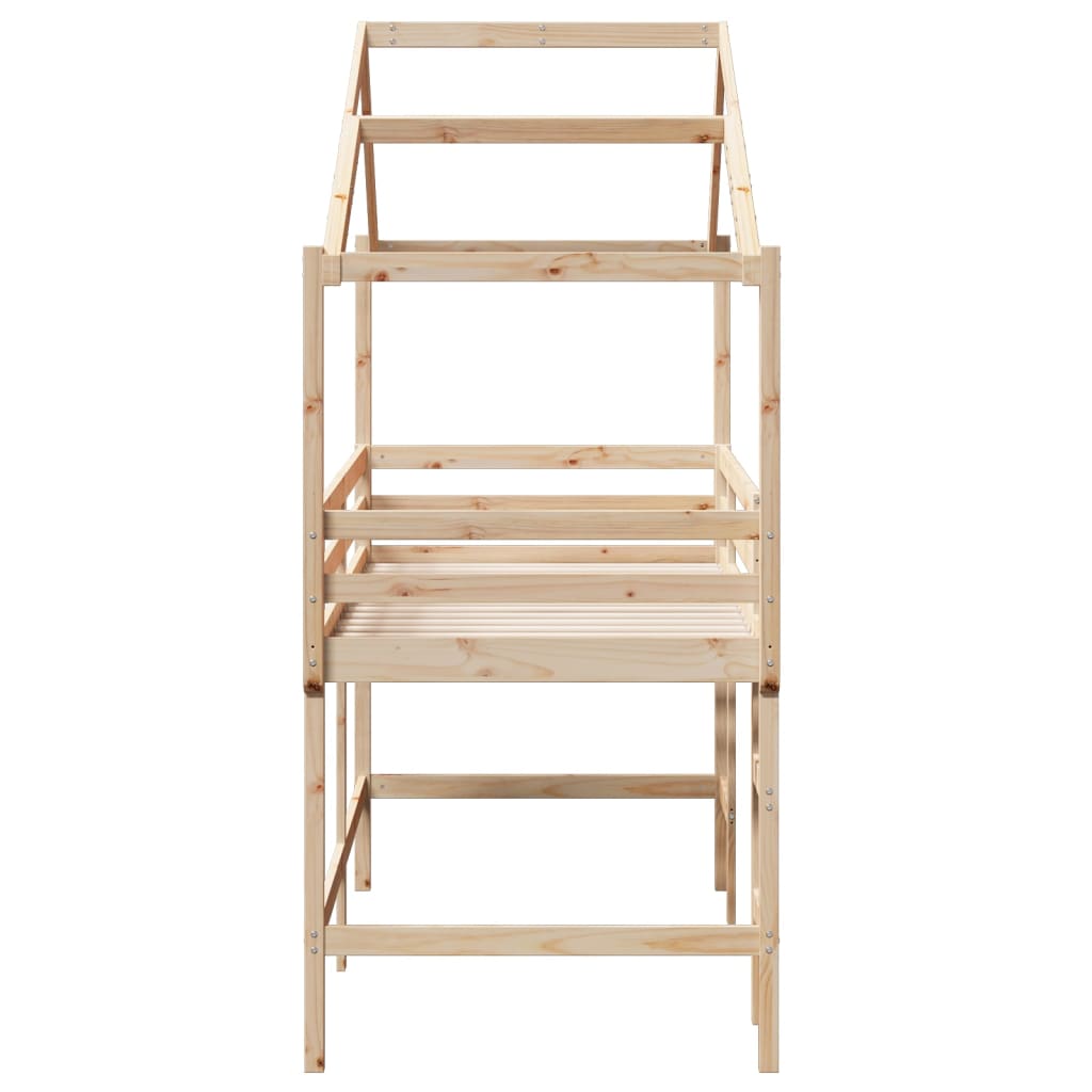 Halfhoogslaper met ladder en bedhuis grenenhout 90x190 cm