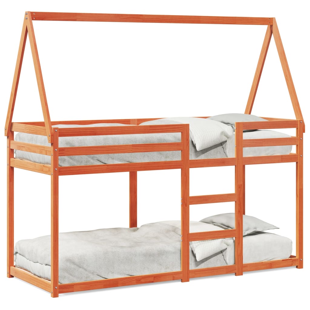 Stapelbed met dak massief grenenhout wasbruin 80x200 cm Bedden & bedframes | Creëer jouw Trendy Thuis | Gratis bezorgd & Retour | Trendy.nl