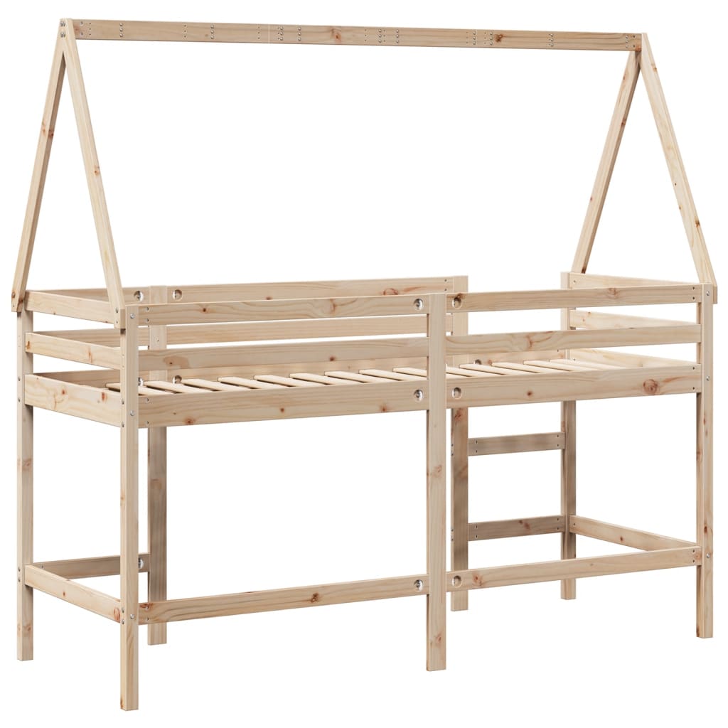 Halfhoogslaper met ladder en bedhuis grenenhout 90x190 cm Bedden & bedframes | Creëer jouw Trendy Thuis | Gratis bezorgd & Retour | Trendy.nl