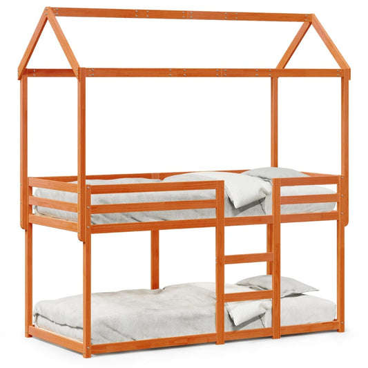 Stapelbed met dak massief grenenhout wasbruin 75x190 cm Bedden & bedframes | Creëer jouw Trendy Thuis | Gratis bezorgd & Retour | Trendy.nl