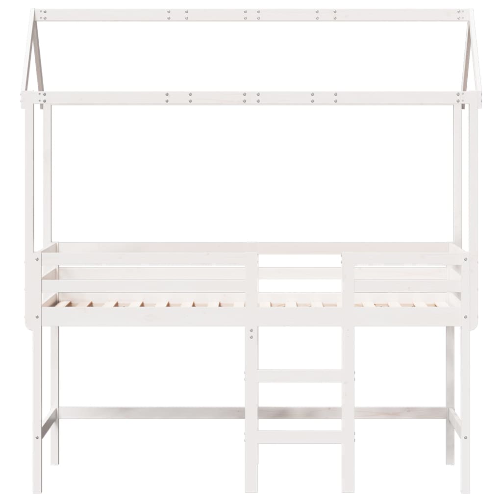 Halfhoogslaper met ladder en bedhuis grenenhout wit 90x200 cm Bedden & bedframes | Creëer jouw Trendy Thuis | Gratis bezorgd & Retour | Trendy.nl