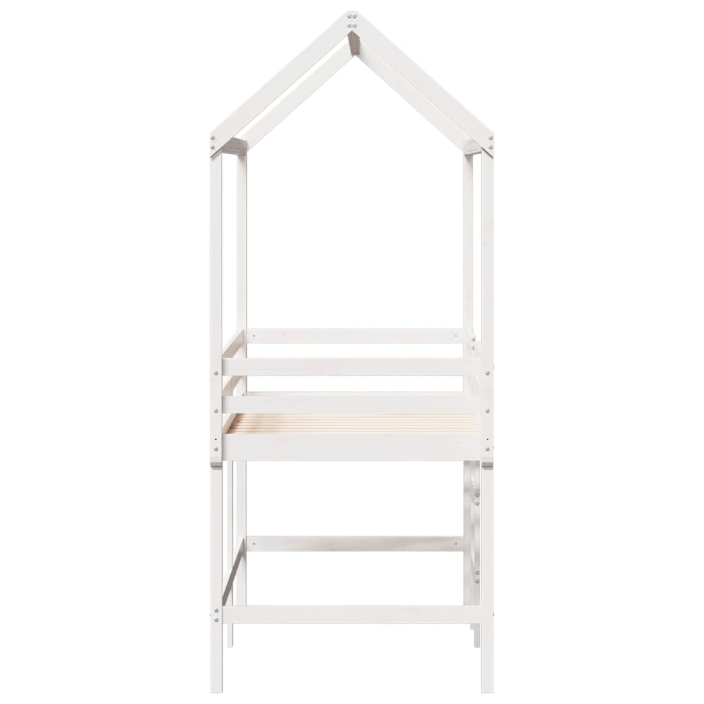 Halfhoogslaper met ladder en bedhuis grenenhout wit 90x200 cm Bedden & bedframes | Creëer jouw Trendy Thuis | Gratis bezorgd & Retour | Trendy.nl