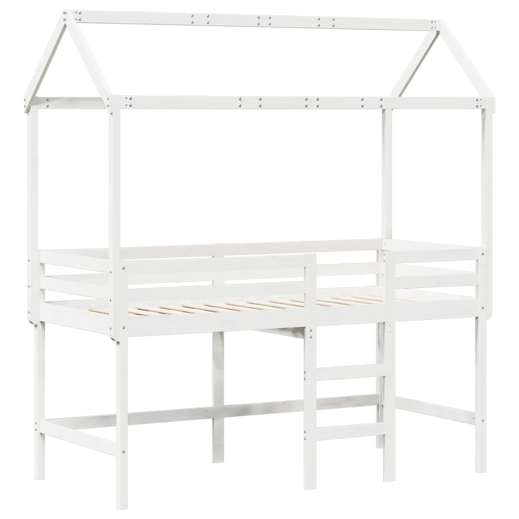 Halfhoogslaper met ladder en bedhuis grenenhout wit 80x200 cm Bedden & bedframes | Creëer jouw Trendy Thuis | Gratis bezorgd & Retour | Trendy.nl