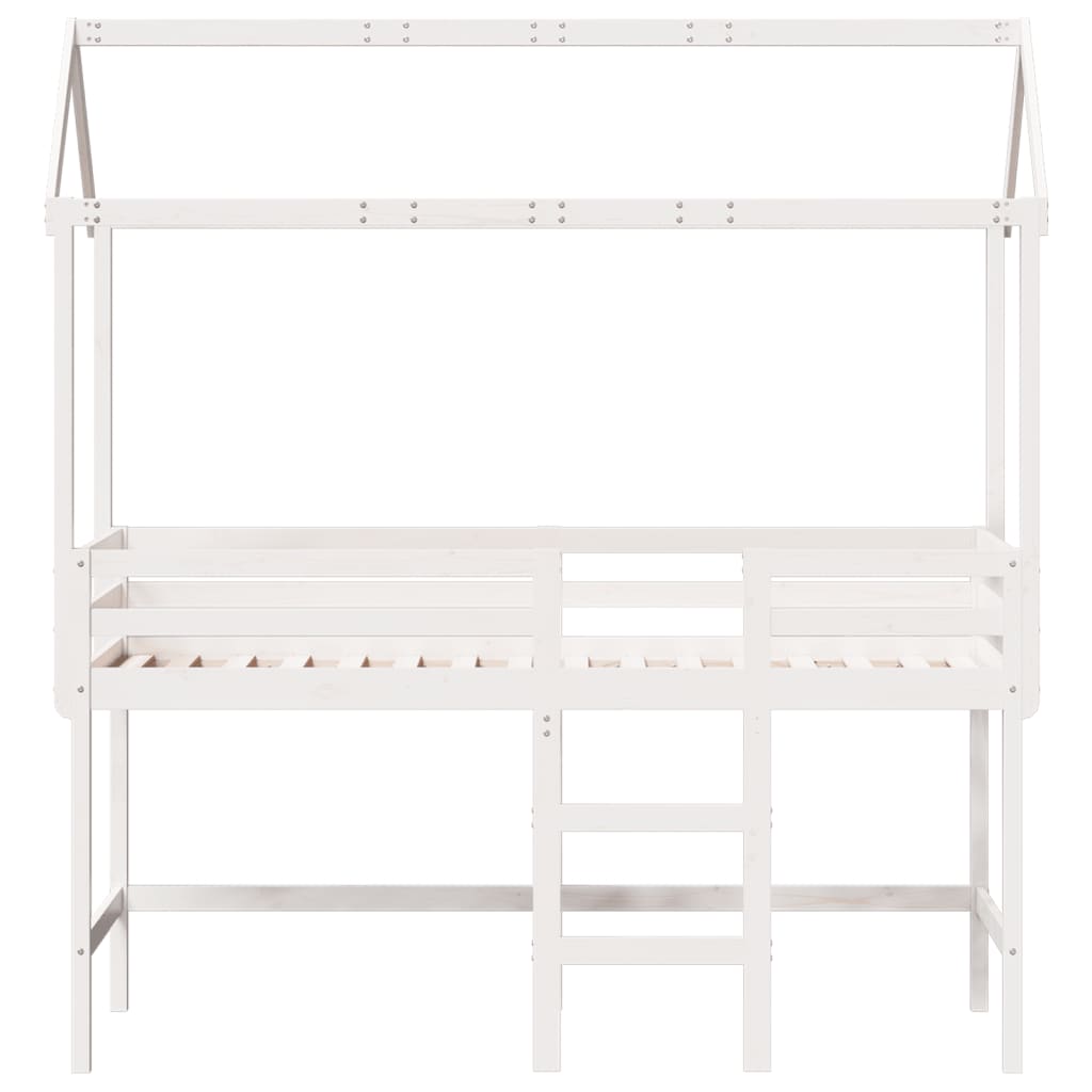 Halfhoogslaper met ladder en bedhuis grenenhout wit 80x200 cm Bedden & bedframes | Creëer jouw Trendy Thuis | Gratis bezorgd & Retour | Trendy.nl