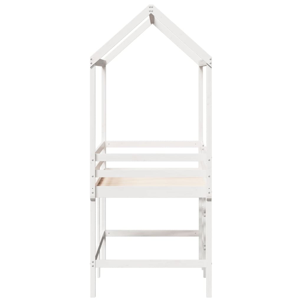 Halfhoogslaper met ladder en bedhuis grenenhout wit 80x200 cm Bedden & bedframes | Creëer jouw Trendy Thuis | Gratis bezorgd & Retour | Trendy.nl