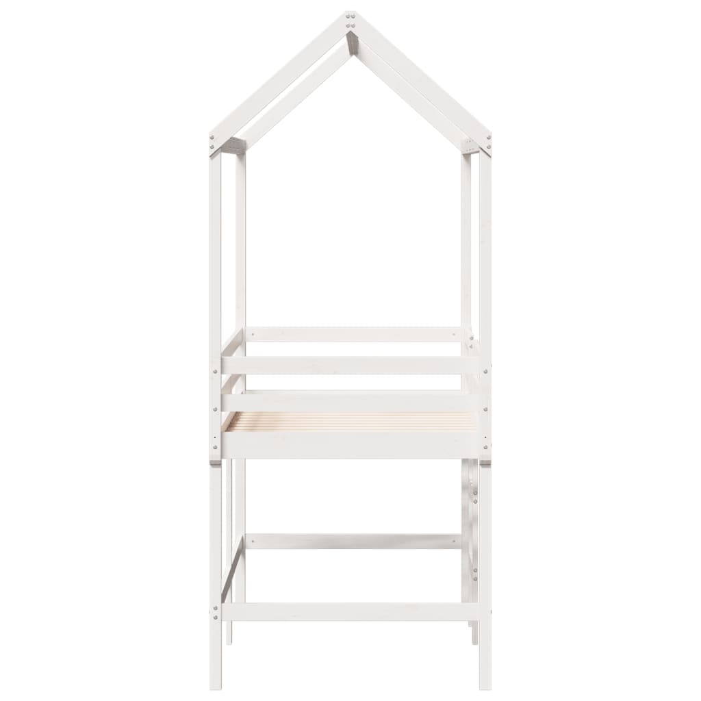 Halfhoogslaper met ladder en bedhuis grenenhout wit 90x190 cm Bedden & bedframes | Creëer jouw Trendy Thuis | Gratis bezorgd & Retour | Trendy.nl