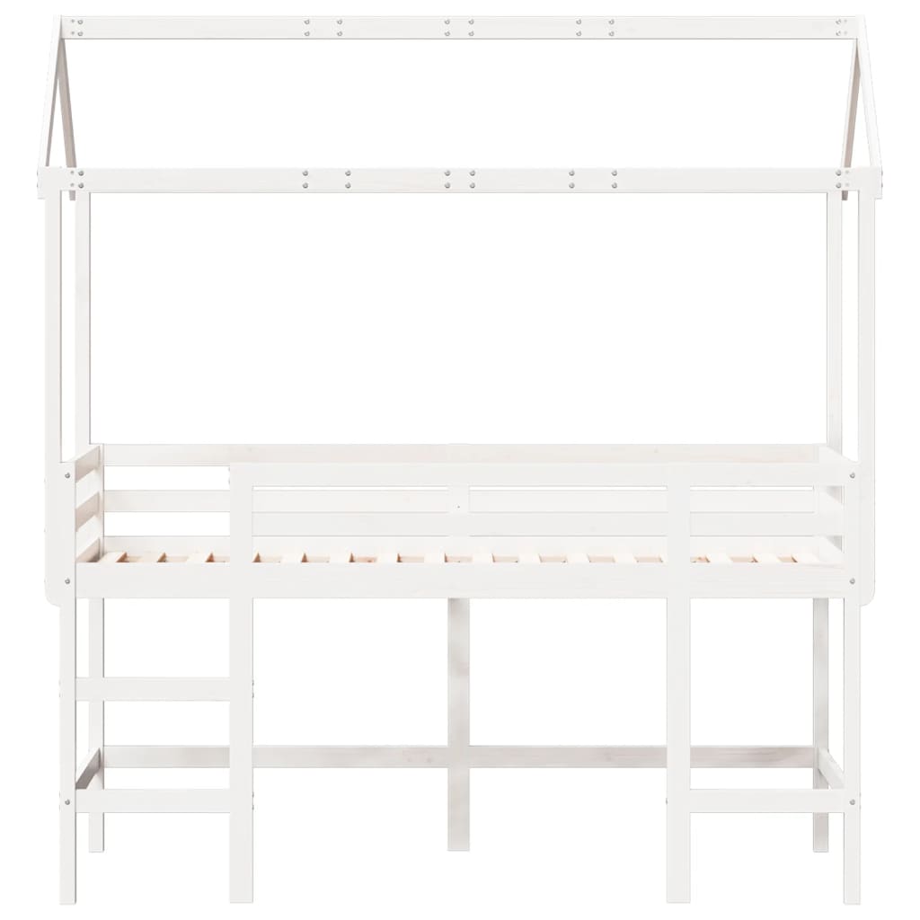 Halfhoogslaper met ladder en bedhuis grenenhout wit 90x200 cm Bedden & bedframes | Creëer jouw Trendy Thuis | Gratis bezorgd & Retour | Trendy.nl