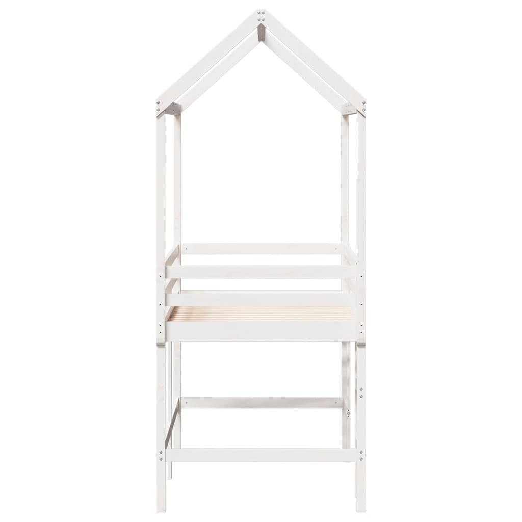 Halfhoogslaper met ladder en bedhuis grenenhout wit 90x200 cm Bedden & bedframes | Creëer jouw Trendy Thuis | Gratis bezorgd & Retour | Trendy.nl