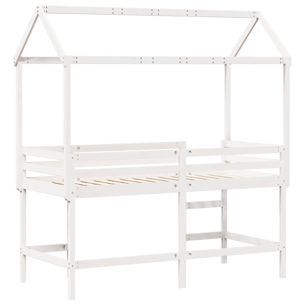 Halfhoogslaper met ladder en bedhuis grenenhout wit 90x200 cm Bedden & bedframes | Creëer jouw Trendy Thuis | Gratis bezorgd & Retour | Trendy.nl