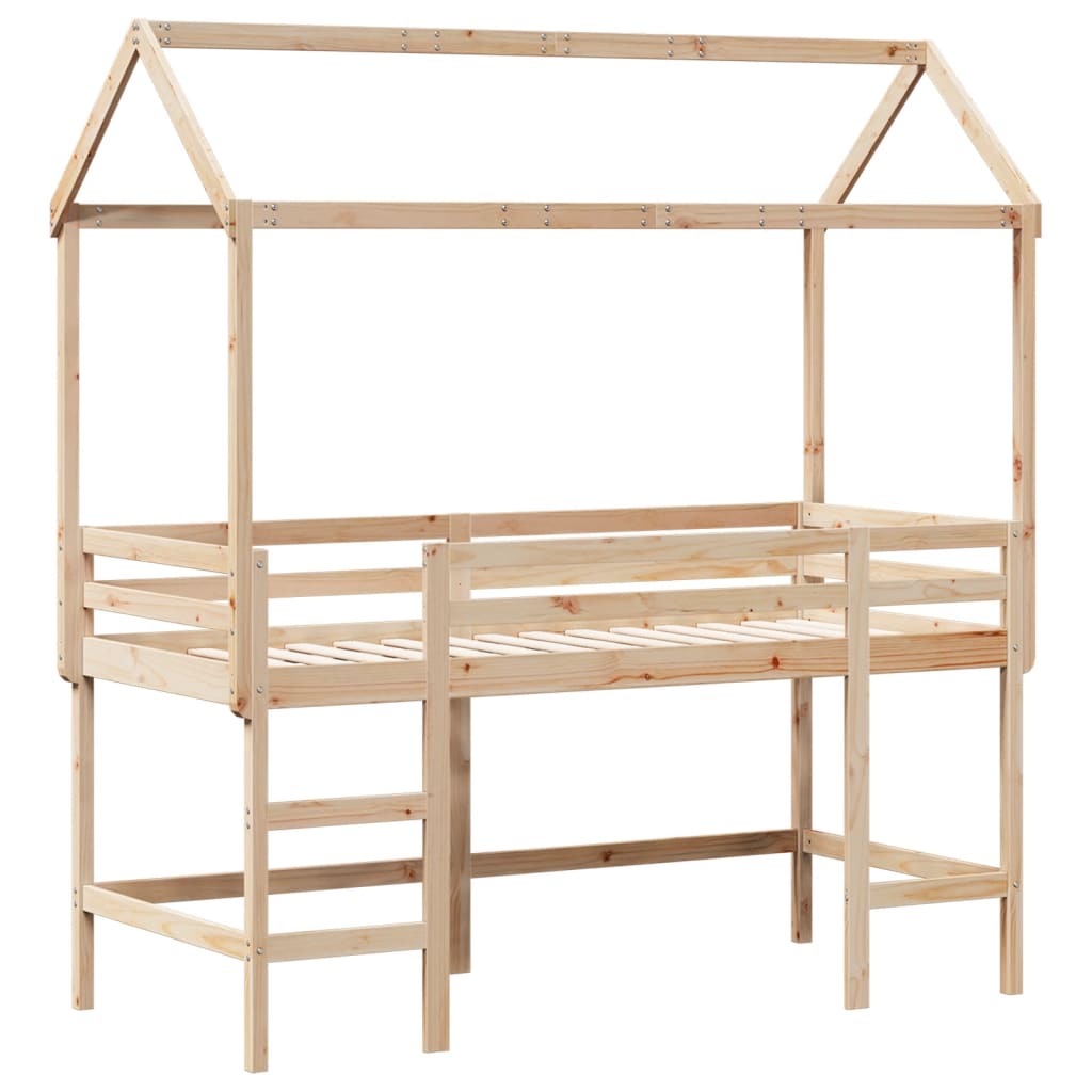 Halfhoogslaper met ladder en bedhuis grenenhout 90x190 cm Bedden & bedframes | Creëer jouw Trendy Thuis | Gratis bezorgd & Retour | Trendy.nl