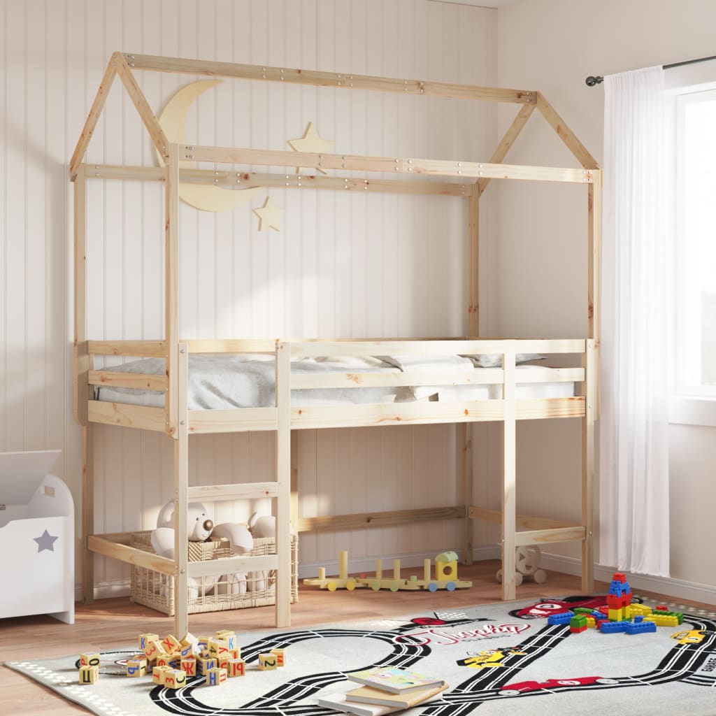 Halfhoogslaper met ladder en bedhuis grenenhout 90x190 cm Bedden & bedframes | Creëer jouw Trendy Thuis | Gratis bezorgd & Retour | Trendy.nl