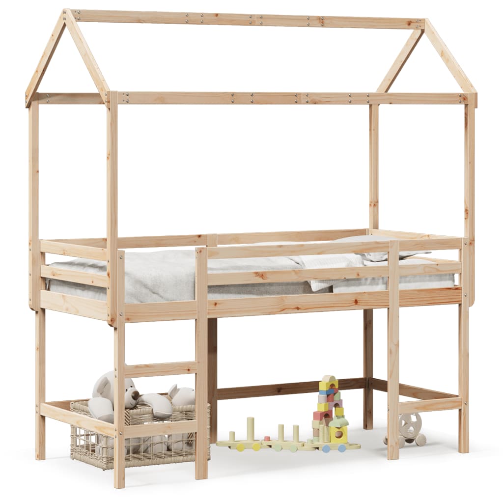 Halfhoogslaper met ladder en bedhuis grenenhout 90x190 cm Bedden & bedframes | Creëer jouw Trendy Thuis | Gratis bezorgd & Retour | Trendy.nl