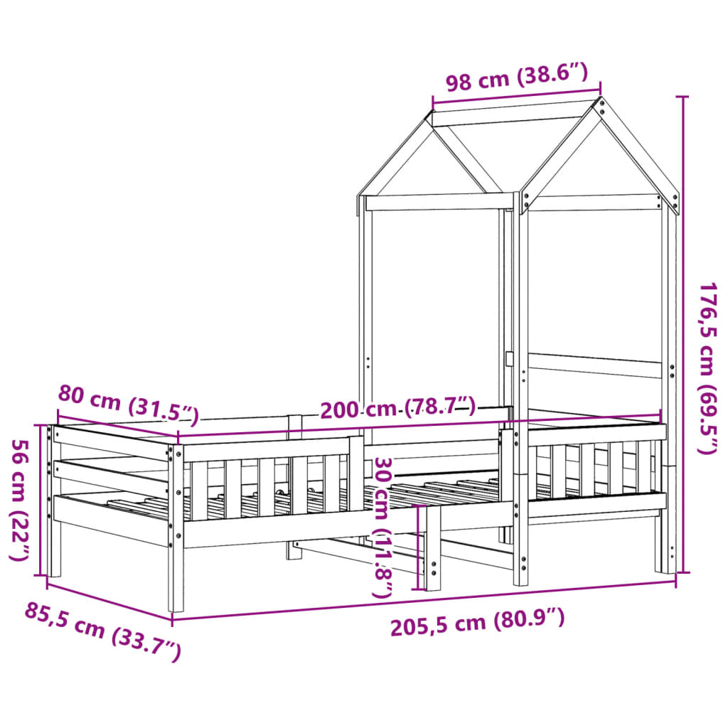 Bedframe met huisje massief grenenhout wit 80x200 cm Bedden & bedframes | Creëer jouw Trendy Thuis | Gratis bezorgd & Retour | Trendy.nl