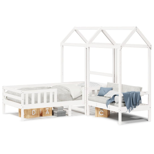 Kinderbed met huisje en bankje massief grenenhout wit 90x200 cm Bedden & bedframes | Creëer jouw Trendy Thuis | Gratis bezorgd & Retour | Trendy.nl