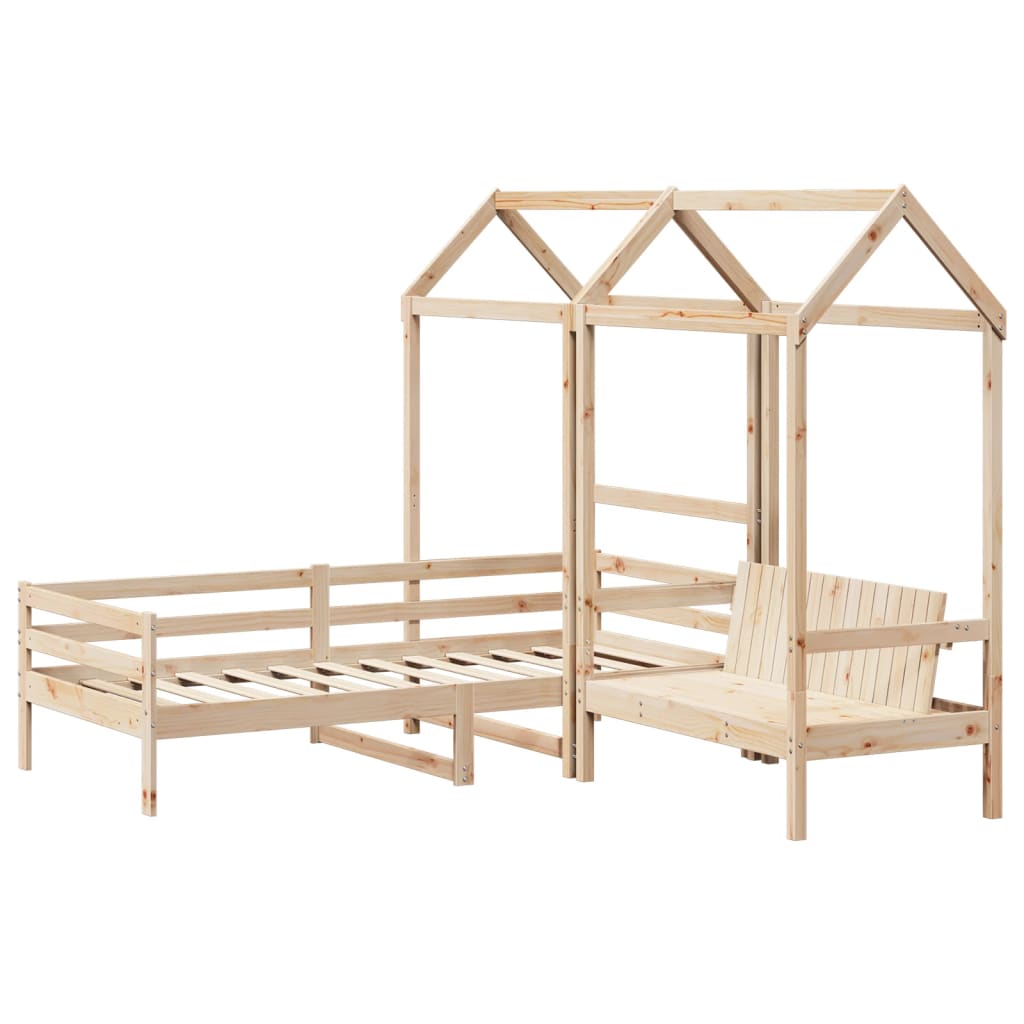 Kinderbed met huisje en bankje massief grenenhout 90x200 cm Bedden & bedframes | Creëer jouw Trendy Thuis | Gratis bezorgd & Retour | Trendy.nl