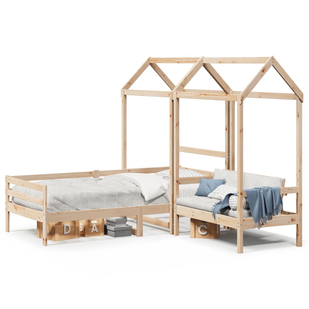 Kinderbed met huisje en bankje massief grenenhout 90x200 cm Bedden & bedframes | Creëer jouw Trendy Thuis | Gratis bezorgd & Retour | Trendy.nl