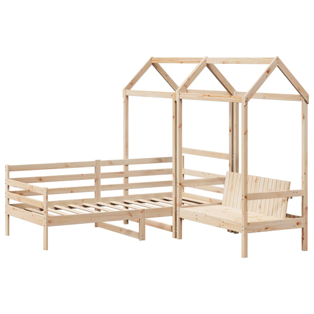 Kinderbed met huisje en bankje massief grenenhout 90x200 cm Bedden & bedframes | Creëer jouw Trendy Thuis | Gratis bezorgd & Retour | Trendy.nl