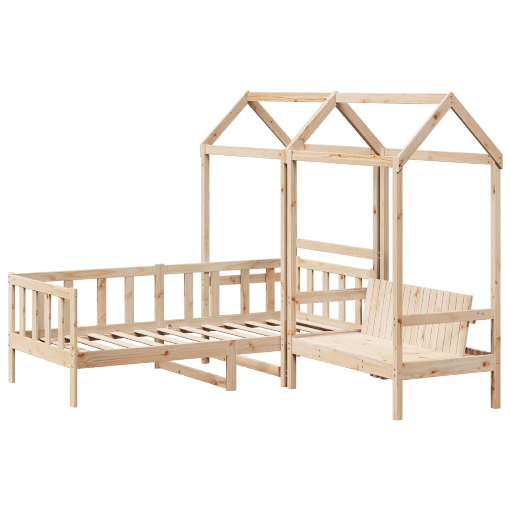 Kinderbed met huisje en bankje massief grenenhout 90x200 cm Bedden & bedframes | Creëer jouw Trendy Thuis | Gratis bezorgd & Retour | Trendy.nl