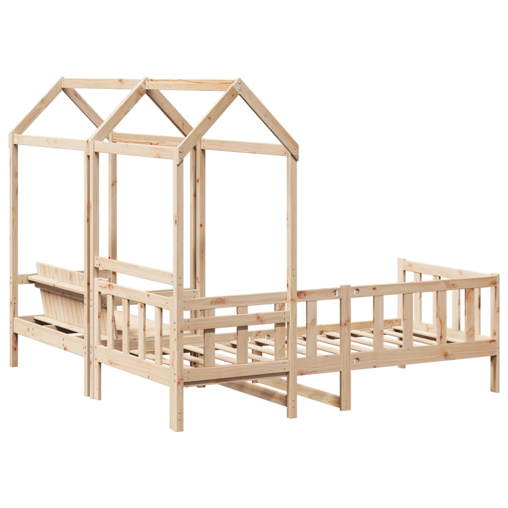 Kinderbed met huisje en bankje massief grenenhout 90x200 cm Bedden & bedframes | Creëer jouw Trendy Thuis | Gratis bezorgd & Retour | Trendy.nl