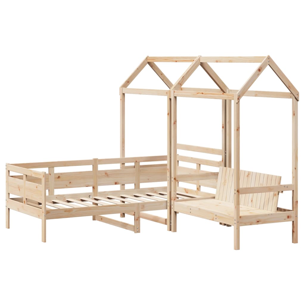 Kinderbed met huisje en bankje massief grenenhout 90x190 cm Bedden & bedframes | Creëer jouw Trendy Thuis | Gratis bezorgd & Retour | Trendy.nl